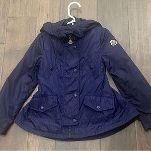 Moncler Navy hooded lightweight rain jacket Girls Size 6